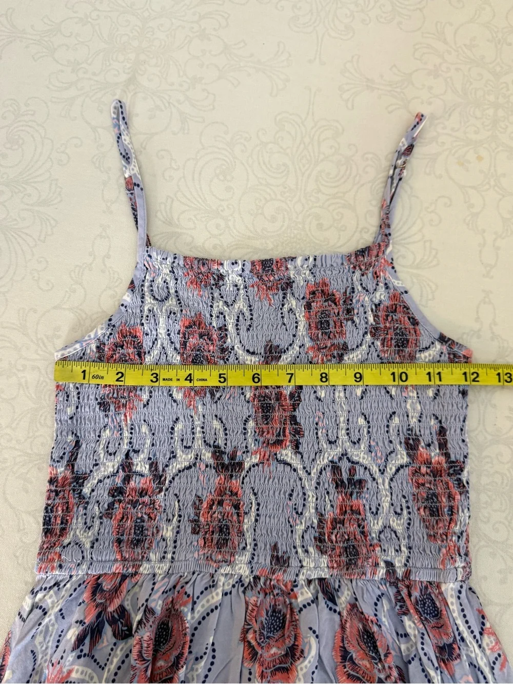 Japna Smocked Bodice Tank Dress Handkerchief Style Hem Size Medium